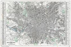 Vintage Map of Manchester From 1890 Photo Print Poster Gift Old Ancient Historic