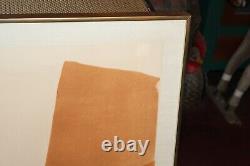 Vintage Mid Century Modern Abstract Lithograph Brown Shapes Signed Ballant