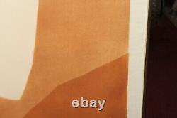 Vintage Mid Century Modern Abstract Lithograph Brown Shapes Signed Ballant