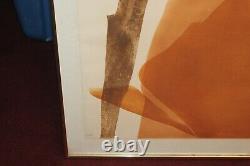 Vintage Mid Century Modern Abstract Lithograph Brown Shapes Signed Ballant