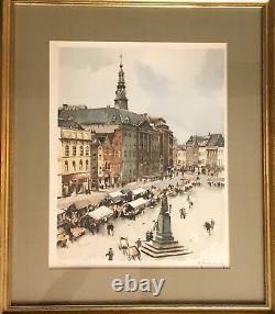 Vintage R Hebbelinck Brussels Belgium Signed/# Etching Color Lithograph Framed