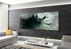 WOLF WITH RED EYES ABSTRACT ANIMAL CANVAS WALL ART FRAMED Ready To Hang