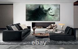 WOLF WITH RED EYES ABSTRACT ANIMAL CANVAS WALL ART FRAMED Ready To Hang