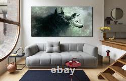 WOLF WITH RED EYES ABSTRACT ANIMAL CANVAS WALL ART FRAMED Ready To Hang