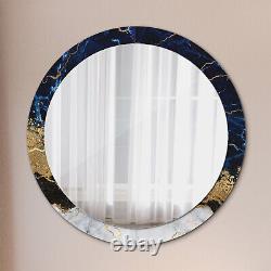 Wall Mounted Mirror with Glass printed Frame Bathroom Vanity blue marble