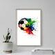 Watercolour Silhouettes Soccer Ball Football Poster, Art Print, Painting, Gift