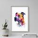 Watercolour Silhouettes Staffordshire Bull Terrier Poster, Art Print, Painting