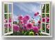 Window Frame Effect Floral Flower Garden Canvas Picture Print Wall Art