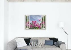 Window Frame Effect Floral Flower Garden Canvas Picture Print Wall Art