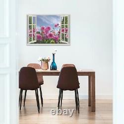 Window Frame Effect Floral Flower Garden Canvas Picture Print Wall Art