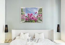 Window Frame Effect Floral Flower Garden Canvas Picture Print Wall Art