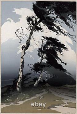 Woodcut Paul Oscar Droege (1898-1983) Signed In Pencil Birches in a Storm