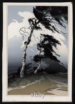 Woodcut Paul Oscar Droege (1898-1983) Signed In Pencil Birches in a Storm