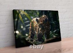X Large Leopard In The Jungle Cat Animal Canvas Wall Art Painting Picture Print