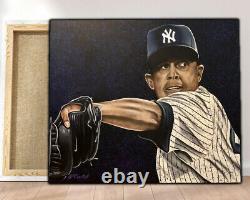 Yankee Mariano Rivera Artist Signed Canvas Giclée Painting 16 x 20