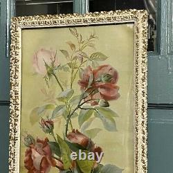 Yard Long Print Roses Red Pink Cottagecore A & P Tea Company 1897 Framed Damage