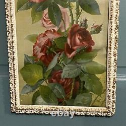 Yard Long Print Roses Red Pink Cottagecore A & P Tea Company 1897 Framed Damage