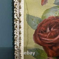 Yard Long Print Roses Red Pink Cottagecore A & P Tea Company 1897 Framed Damage