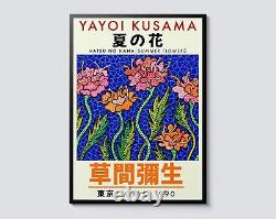 Yayoi Kusama Pink Flowers, Modern Pop Art Exhibition Print, Bright Floral Wall