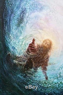 Yongsung Kim HAND OF GOD 24x16 Canvas Giclee Jesus Stretches Forth Hand in Water