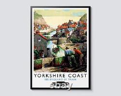 Yorkshire Coast British Railways Vintage Illustration, Travel Portrait Print