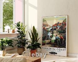 Yorkshire Coast British Railways Vintage Illustration, Travel Portrait Print