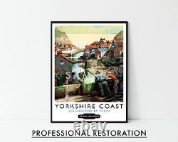 Yorkshire Coast Poster, British Railway Travel Print, framed A6 A5 A4 A3 A2 A1