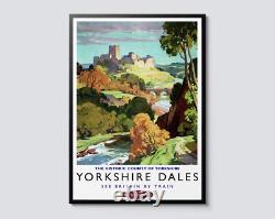 Yorkshire Dales Vintage Travel Poster, British Railways Illustration, English