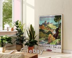 Yorkshire Dales Vintage Travel Poster, British Railways Illustration, English
