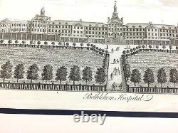 1756 Antiquité Print London Bethlehem Royal Hospital Bedlam Architecture Gravure