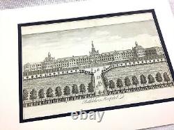 1756 Antiquité Print London Bethlehem Royal Hospital Bedlam Architecture Gravure