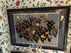 1974 Charley Harper Signé, Édition Limitée Oiseaux Sérigraphiques D'une Plume