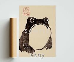 Affiche d'art de grenouille, impression d'art animalier japonais vintage, encadrée A6 A5 A4 A3 A2 A1