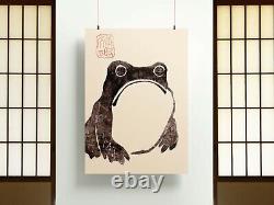 Affiche d'art de grenouille, impression d'art animalier japonais vintage, encadrée A6 A5 A4 A3 A2 A1