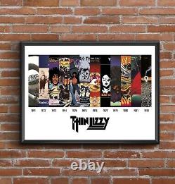Affiche d'art multi-album de la discographie de Thin Lizzy - Superbe cadeau de Noël
