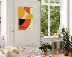 Affiche d'exposition moderne géométrique Bauhaus minimaliste, art mural en boucle orange