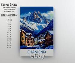 Affiche de Chamonix, France, art de ville alpine, affiche du Mont Blanc, Alpes françaises.