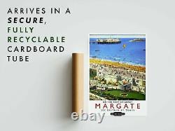 Affiche de Margate, Imprimé britannique rétro de voyage en train, encadré A6 A5 A4 A3 A2 A1