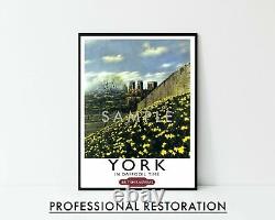 Affiche de York, Impression de Voyage Vintage de Chemin de Fer Britannique, encadrée A6 A5 A4 A3 A2 A1