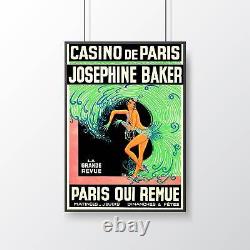 Affiche de cabaret vintage du Casino de Paris avec Josephine Baker pour la chambre.