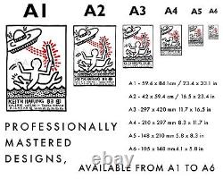 Affiche de l'exposition d'art de Keith Haring, art mural de galerie, encadrée A6 A5 A4 A3 A2 A1