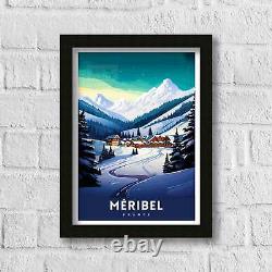 Affiche de la station de ski de Méribel dans les Alpes françaises Décoration de sports d'hiver Affiche de Méribel en France