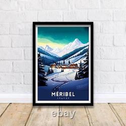 Affiche de la station de ski de Méribel dans les Alpes françaises Décoration de sports d'hiver Affiche de Méribel en France