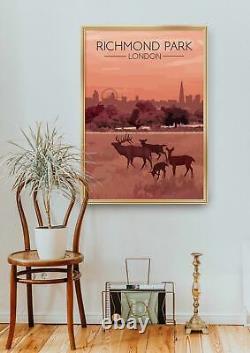 Affiche de voyage Skyline de Richmond Park London Encadrée Impressions de liste de seaux