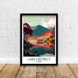 Affiche de voyage du Lake District Cumbria Art mural du Lake District Décoration intérieure du Lake District