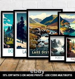 Affiche de voyage du Lake District Cumbria Art mural du Lake District Décoration intérieure du Lake District