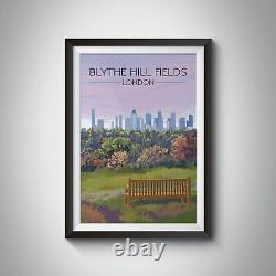 Affiche de voyage du parc de Blythe Hill Fields à Londres