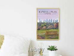 Affiche de voyage du parc de Blythe Hill Fields à Londres