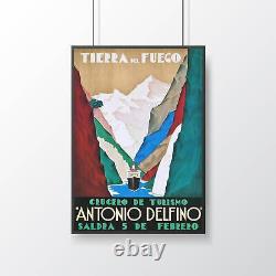 Affiche de voyage vintage de Tierra del Fuego, Argentine pour la chambre à coucher ou le salon