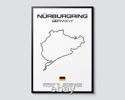 Affiche du Grand Prix de Nürburgring en Allemagne, impression d'art mural moderne de F1